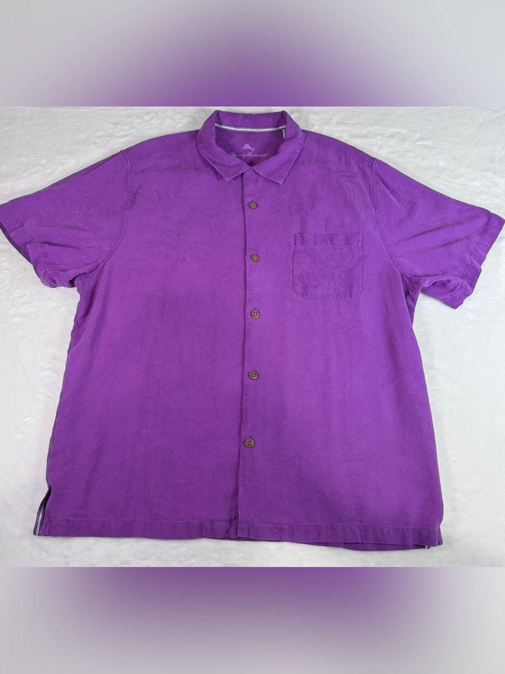 Tommy Bahama 100% Silk Camp Shirt Men’s XL Purple Short Sleeve